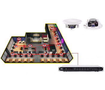 Акустична система для кафе, ресторану 11 стельових динаміків TOA